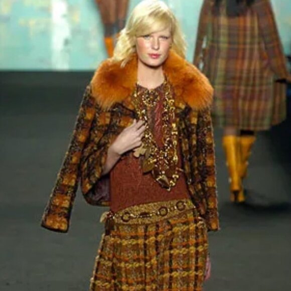 ANNA SUI Y2K Vintage 2005 Runway Wool Mohair Tweed Plaid Jacket Size 2 - Picture 15 of 15